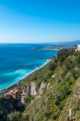 Fototapeta premium View of the Mediterranean Coast from Sicily, Italy