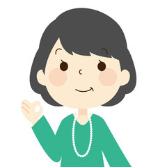 OKサイン　中年女性