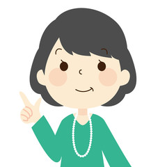 指をさす　中年女性