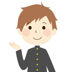 片手を上げる　学生