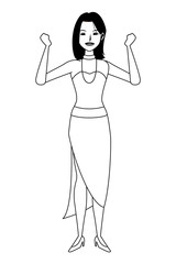 woman avatar cartoon character black and white