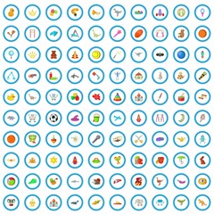 100 toys icons set in cartoon style for any design vector illustration