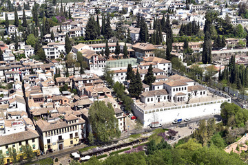 Fototapeta premium Aerial view of the city of Granada, Albaycin , viewed from the Alhambra palace in Granada, Spain