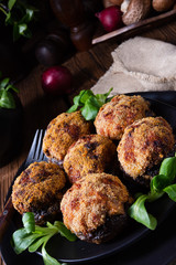 stuffed with minced meat and baked Champignons