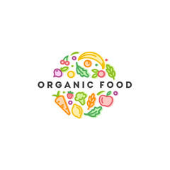 Vector logo design template. Organic food sign.