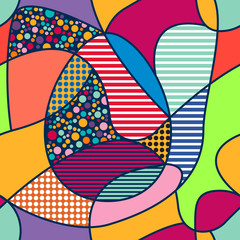 Vector abstract seamles pattern in pop art style. Modern easter background with eggs.