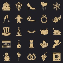 Festive day icons set. Simple set of 25 festive day vector icons for web for any design