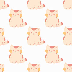 Nice hand drawn cute cat's. Isolated illustration  on white background. Vector illustration