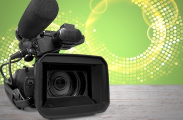 Professional video camera  on white background