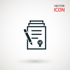 Checklist icon. Declarations linear icon. Flat illustration of clipboard with checklist.