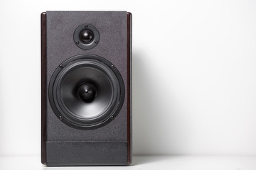 Black music speakers. Speaker range. On white background.