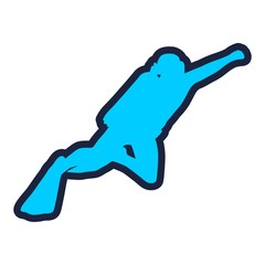 Silhouette of diver. Outline web icon of diver. The concept of sport diving.