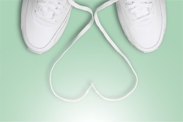 Heard made of laces of white sheakers