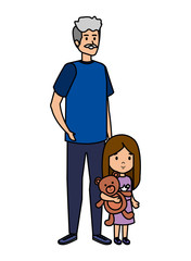 cute grandfather with grandaughter