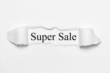 Super Sale on white torn paper