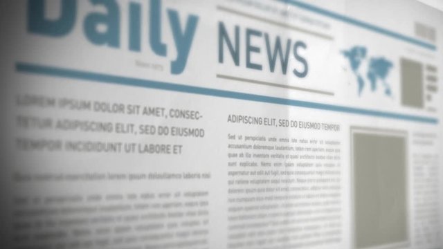 Scrolling 3d Newspaper Background/ 4k animation of an offset scrolling newspaper background with titles and fake texts and headings