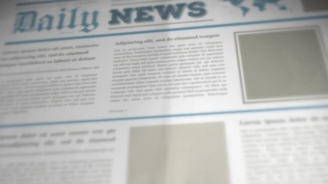 Scrolling 3d Newspaper Background/ 4k animation of an offset scrolling newspaper background with titles and fake texts and headings