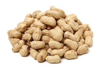 Peanuts on white background