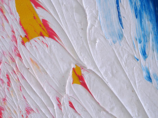 Hand drawn oil painting .Oil painting on canvas. Multi color  background.abstract  background and textured.brushstroke colorful art. Fragment of artwork. Spots of paint. Modern art. Contemporary art.
