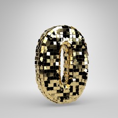 Disco ball number 0 isolated on white background. 3D rendered alphabet.