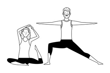 couple yoga poses black and white