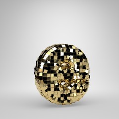 Disco ball lowercase letter E isolated on white background. 3D rendered alphabet.