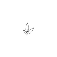 Hand drawn isolated illustration. Vector garden logo element, a sprout with leaves.