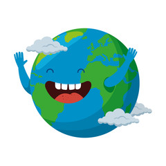 world planet earth with clouds character