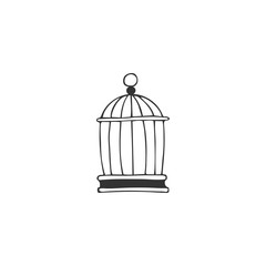 Vector logo element. A metal cage. Hand drawn isolated illustration.