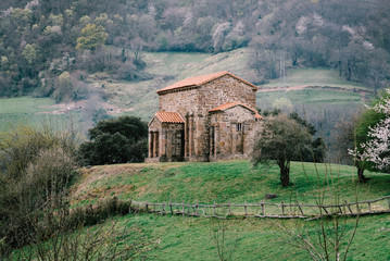 Exterior view of St Christine of Lena church at spring