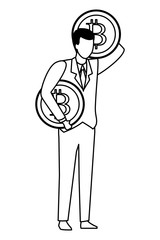 businessman with cryptocurrency black and white