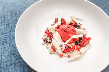 Delicious sweet ice-cream on a plate