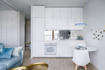 Apartment interior with kitchenette