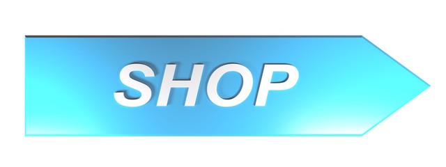 SHOP on blue arrow - 3D rendering
