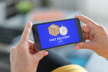 Fast delivery concept on a smartphone