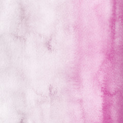 Pink ink and watercolor texture on white paper background. Paint leaks and ombre effects. Hand painted abstract image.