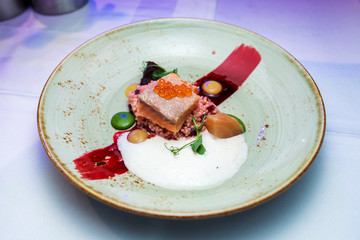 fish steak with caviar
