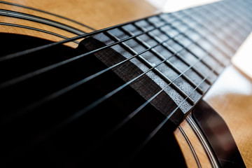 Obraz premium close up of an acoustic guitar