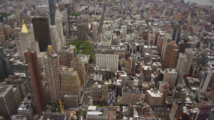 Fototapeta premium New York, Usa:Aerial view of Manhattan midtown and downtown skyscrapers 
