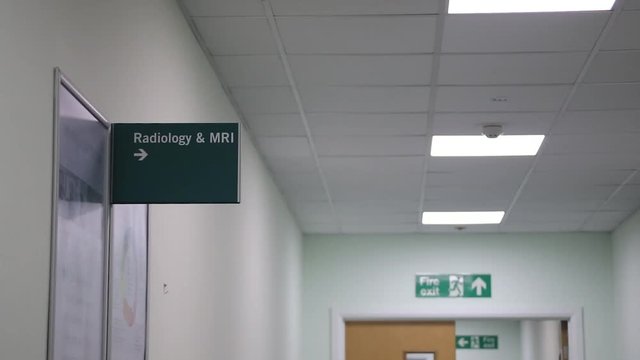 Radiology and MRI Sign in a hospital pan right