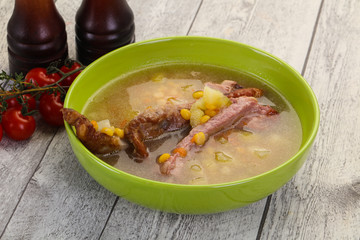 Peas soup with ribs