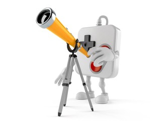 Gamepad character looking through a telescope
