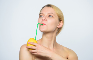 fresh fruit juice. lemon battery. woman with hobnail at lemon. vitamin diet food. healthy skin....