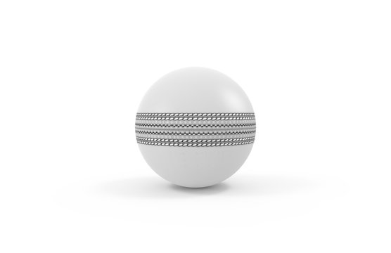  White shiny cricket ball for one day international match on isolated white background, 3d illustration