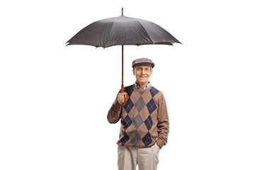 Senior man holding an umbrella