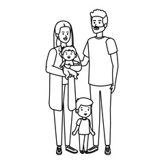 young parents couple with son and baby