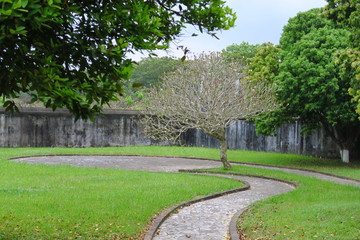 Parc en Asie; allée sinueuse
