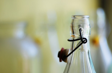 Retro vintage glas bottle selective focus