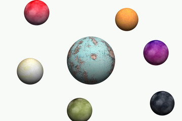 set of balls isolated on white background