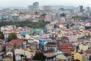 Cityscape of Lisbon, Portugal seen from Castelo de Sao Jorge viewing point